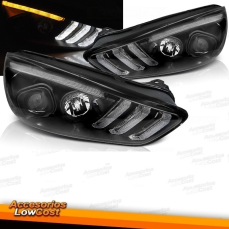 FAROS TFL FORD FOCUSS 11++ -CRISTAL CLARO/CROMO  H7+H1