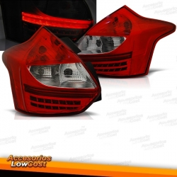 PILOTOS FORD FOCUS MK3 11-14 LED ROJO CROMO