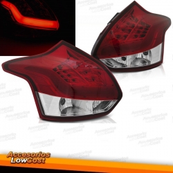 PILOTOS FORD FOCUS MK3 11-14 LIGHT BAR ROJO CROMO