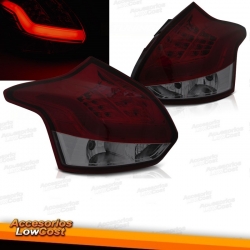 PILOTOS FORD FOCUS MK3 11-14 LED LIGHT BAR ROJO AHUMADO