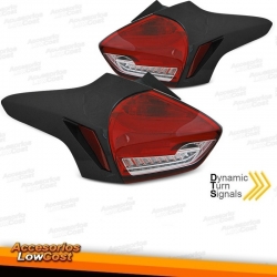 PILOTOS FORD FOCUS MK3 15-18 LED DINÁMICOS ROJO CLARO