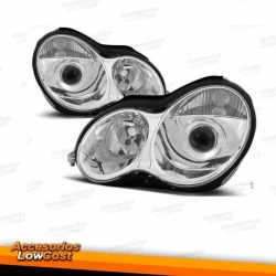 FAROS DELANTEROS CON LUPA PARA MERCEDES CLASE C W203 00-04 CROMO LOOK RESTYLING