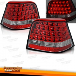 FAROLINS TRASEIROS LED / GOLF 4 MK IV / 97-03 FUNDO CROMADO