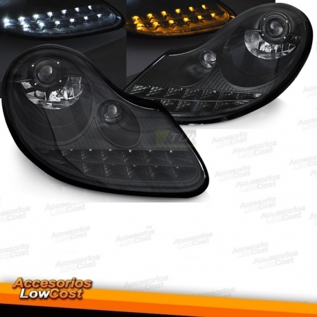 FAROIS ANGEL EYES CCFL / MERCEDES CLK W208 / 98-02 FUNDO PRETO