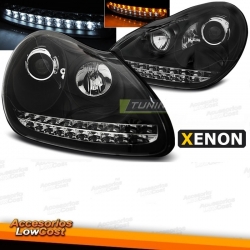 FAROS DELANTEROS LUZ DIURNA PORSCHE CAYENNE 02-06 NEGROS HID XENON