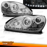 FARÓIS XENON D2S COM LUZ DIURNA LED / MERCEDES S W220 / 02-05  FUNDO CROMADO