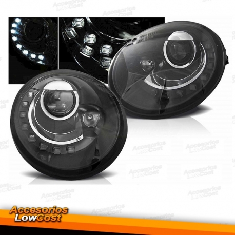 FAROIS LUZ DIURNA LED / VOLKSWAGEN BEETLE / 95-05 FUNDO PRETO