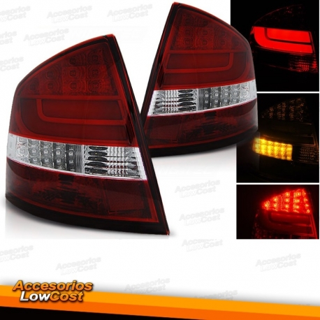 FAROLINS TRASEIROS LED / SKODA OCTAVIA KOMBI / 05+ VERMELHO BRANCO