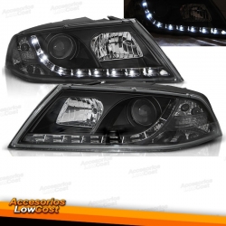 FAROIS COM LUZ DIURNA LED / SKODA OCTAVIA MKII / 04-08 FUNDO PRETO