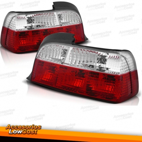 FAROLINS TRASEIROS BMW E36 2 PORTAS / 90-97 VERMELHO BRANCO