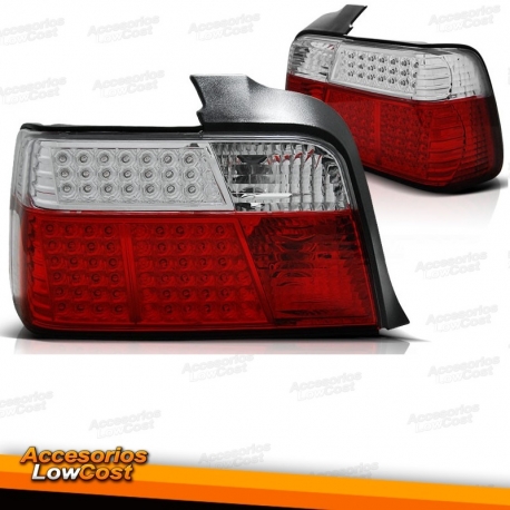 FAROLINS TRASEIROS LED / BMW E36 SEDAN / 91-99 VERMELHO BRANCO