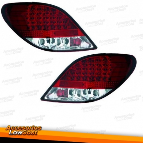 FAROLINS TRASEIROS LED PEUGEOT 207 / 06+ VERMELHO BRANCO