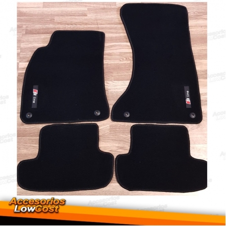 TAPETES VELUDO COM SIMBOLO S-LINE / AUDI Q7 / +07 REBORDO PRETO