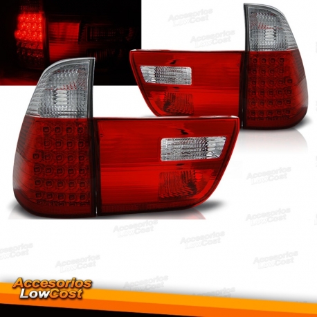 FAROLINS TRASEIROS LED / BMW X5 / 99-03 VERMELHO BRANCO