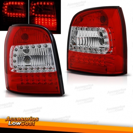 FAROLINS TRASEIROS LED AUDI A4 B5 AVANT 95-01 VERMELHO / CROMADO