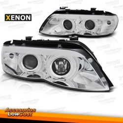 FAROS XENON BMW X5 E53 03-07 OJOS ANGEL LED FONDO CROMO