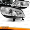 FAROS CON LUZ DIURNA LED Y LUPA PARA OPEL ZAFIRA (4/99 - 6/05). CRISTAL CLARO-CROMO