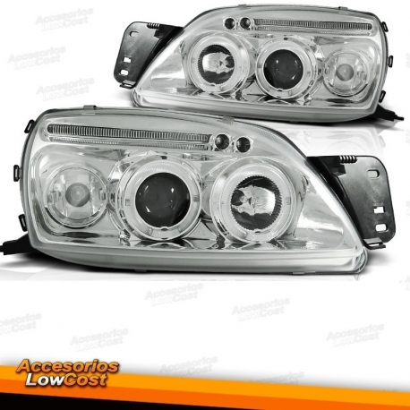FAROIS ANGEL EYES / FORD FIESTA / 99-02 FUNDO CROMADO