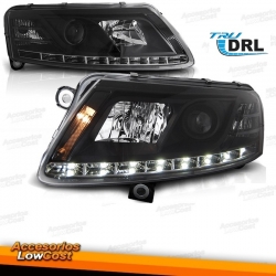 FAROS AUDI A6 (04-08). CRISTAL FONDO NEGRO CON LUCES REALES DIURNAS (REAL DAY LIGHT)