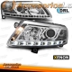 FARÓIS XENON D2S COM LUZ DIURNA LED /  AUDI A6 4F / 04-08  FUNDO CROMADO