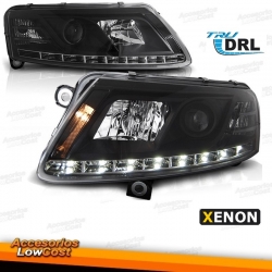 FAROIS XENON D2S COM LUZ DIURNA LED / AUDI A6 4F / 04-08 FUNDO PRETO