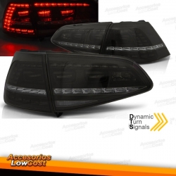 PILOTOS TRASEROS LED CON INTERMITENTE DINÁMICO PARA VW GOLF 7, 12-17, AHUMADOS