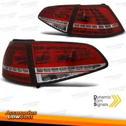 PILOTOS TRASEROS LED CON INTERMITENTE DINÁMICO PARA VW GOLF 7, 12-17, ROJO BLANCO