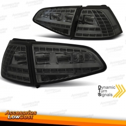 PILOTOS TRASEROS LED CON INTERMITENTE DINÁMICO PARA VW GOLF 7, 12-17,  AHUMADO