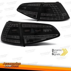 PILOTOS TRASEROS LED CON INTERMITENTE DINÁMICO PARA VW GOLF 7, 12-17, AHUMADO NEGRO