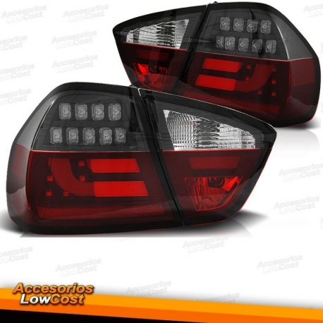 FAROLINS TRASEIROS CELIS LED / BMW E90 SEDAN / 05-08 VERMELHO CROMADO ESCURECIDO