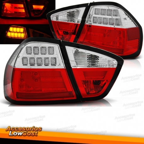 FAROLINS TRASEIROS CELIS LED / BMW E90 SEDAN / 05-08 VERMELHO CROMADO