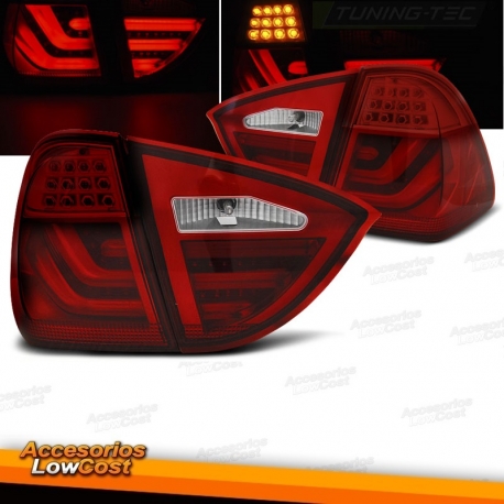 FAROLINS TRASEIROS LED / BMW SERIE3 E90 / 05-08 CROMADO VERMELHO