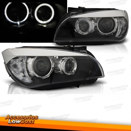 FAROS BMW X1 09- OJOS DE ANGEL LED FONDO NEGRO