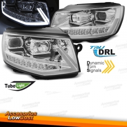FAROS VW T6 15- TUBE LIGHT LED DINAMICOS DRL CROMADOS