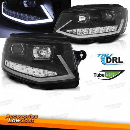 FAROS VW T6 15- TRU DRL NEGROS CON INTERMITENTE LED