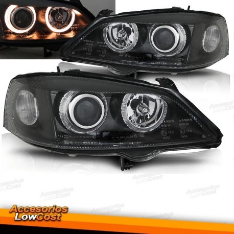 FAROIS ANGEL EYES + PROJETOR OPEL ASTRA G. PRETO