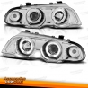 FARÓIS ANGEL EYES / BMW E46 4P / 98-01 FUNDO CROMADO