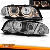 FARÓIS ANGEL EYES / BMW  E46 BERLINA / 98-01 FUNDO CROMADO