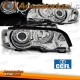 FARÓIS ANGEL EYES CCFL / BMW E46 COUPE / CABRIO 99-01 FUNDO CROMADO