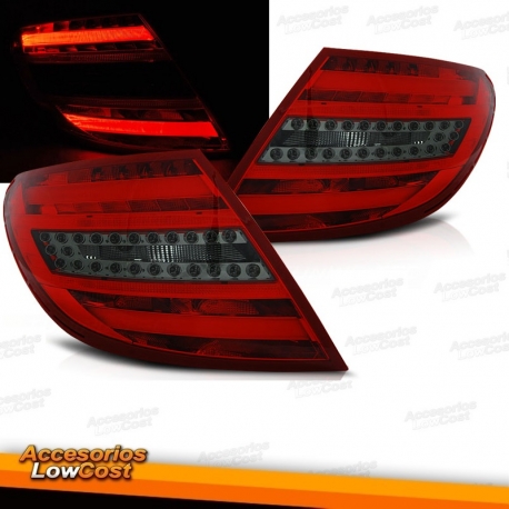 PILOTOS MB CLASE C W204 SEDAN 07-11 ROJO AHUMADO LED BAR