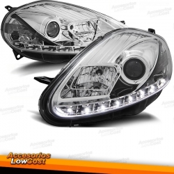 FAROS LUZ DIURNA( REAL DAY LIGHT) FIAT GRANDE PUNTO. FONDO CROMO.