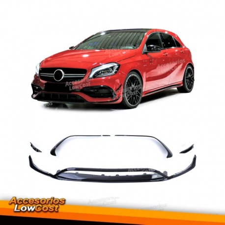 Spoiler delantero con aspecto negro brillante para Mercedes Clase A W176