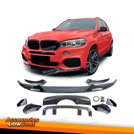 Kit de carrocería spoiler delantero y trasero negro brillante para BMW X5 F15 13-18