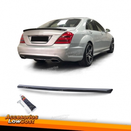 Spoiler traseiro esportivo preto brilhante com ABE para Mercedes Classe S W221 05-09