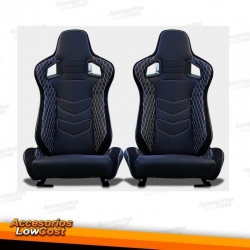 ASIENTO DEPORTIVO SEMIBAQUET LOOK RS EN CUERO Y ALCANTARA NEGRO