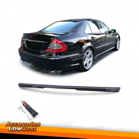 Spoiler traseiro esportivo preto brilhante com ABE para Mercedes E W211 Limo 03-08