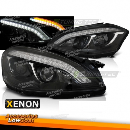 Faros delanteros xenón negros para Mercedes W221 05-09