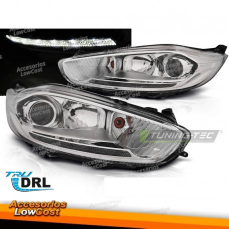 Faros delanteros cromados para Ford Fiesta Mk7 13-16