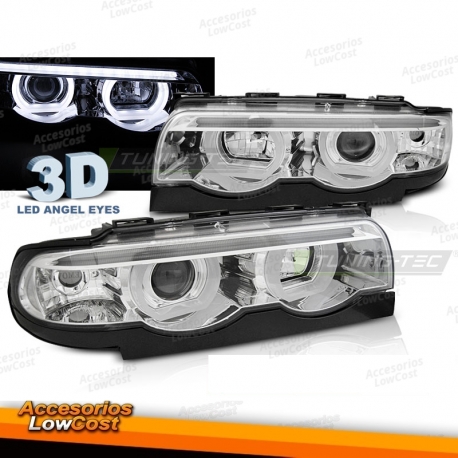 Farois dianteiros LED cromados para BMW E38 94-01