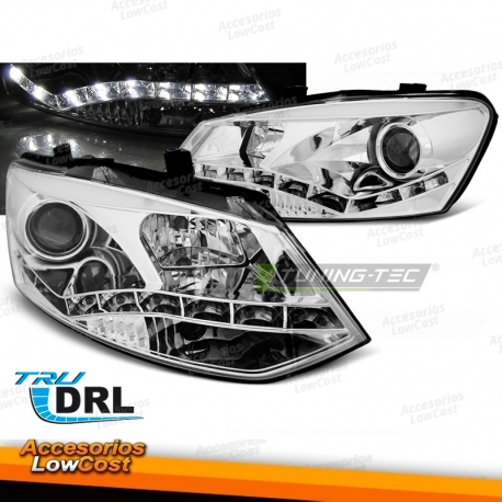 Faros delanteros cromados para Volkswagen Polo 6R 09-14